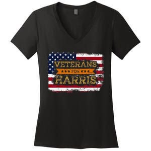 Veterans For Harris Walz Waltz 2024 President Veteran Day Women's V-Neck T-Shirt