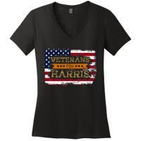 Veterans For Harris Walz Waltz 2024 President Veteran Day Women's V-Neck T-Shirt