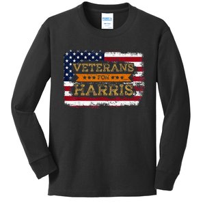 Veterans For Harris Walz Waltz 2024 President Veteran Day Kids Long Sleeve Shirt