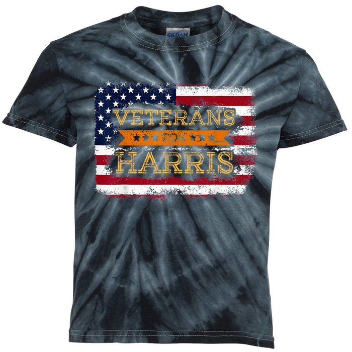 Veterans For Harris Walz Waltz 2024 President Veteran Day Kids Tie-Dye T-Shirt