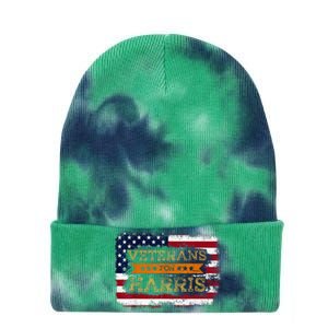 Veterans For Harris Walz Waltz 2024 President Veteran Day Tie Dye 12in Knit Beanie