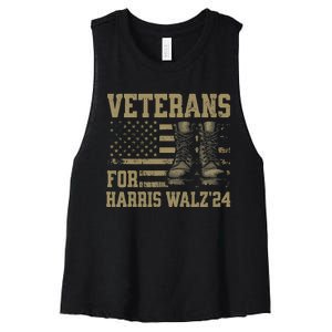 Veterans For Harris Walz Waltz 2024 Presidential Campaign Gift Women's Racerback Cropped Tank