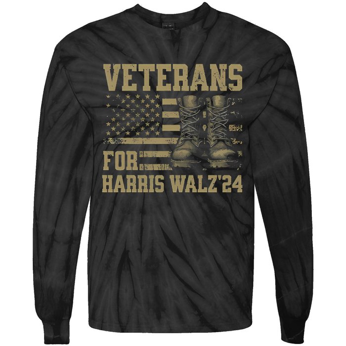 Veterans For Harris Walz Waltz 2024 Presidential Campaign Gift Tie-Dye Long Sleeve Shirt