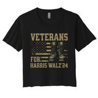 Veterans For Harris Walz Waltz 2024 Presidential Campaign Gift Women's Crop Top Tee