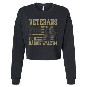 Veterans For Harris Walz Waltz 2024 Presidential Campaign Gift Cropped Pullover Crew