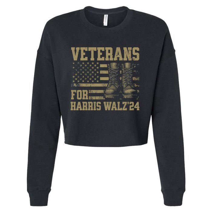 Veterans For Harris Walz Waltz 2024 Presidential Campaign Gift Cropped Pullover Crew