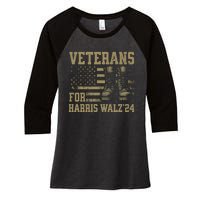 Veterans For Harris Walz Waltz 2024 Presidential Campaign Gift Women's Tri-Blend 3/4-Sleeve Raglan Shirt