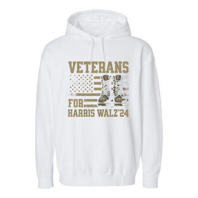 Veterans For Harris Walz Waltz 2024 Presidential Campaign Gift Garment-Dyed Fleece Hoodie