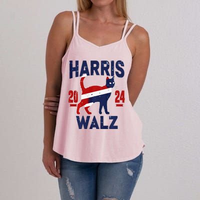 Vote For Harris Walz 2024 Election Kamala Harris Tim Waltz Women's Strappy Tank