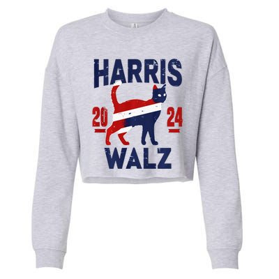 Vote For Harris Walz 2024 Election Kamala Harris Tim Waltz Cropped Pullover Crew