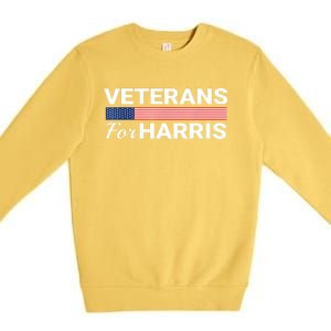 Veterans For Harris 2024 Military American Flag Vets Kamala Harris Gift Premium Crewneck Sweatshirt