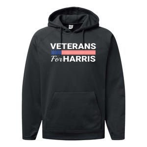 Veterans For Harris 2024 Military American Flag Vets Kamala Harris Gift Performance Fleece Hoodie