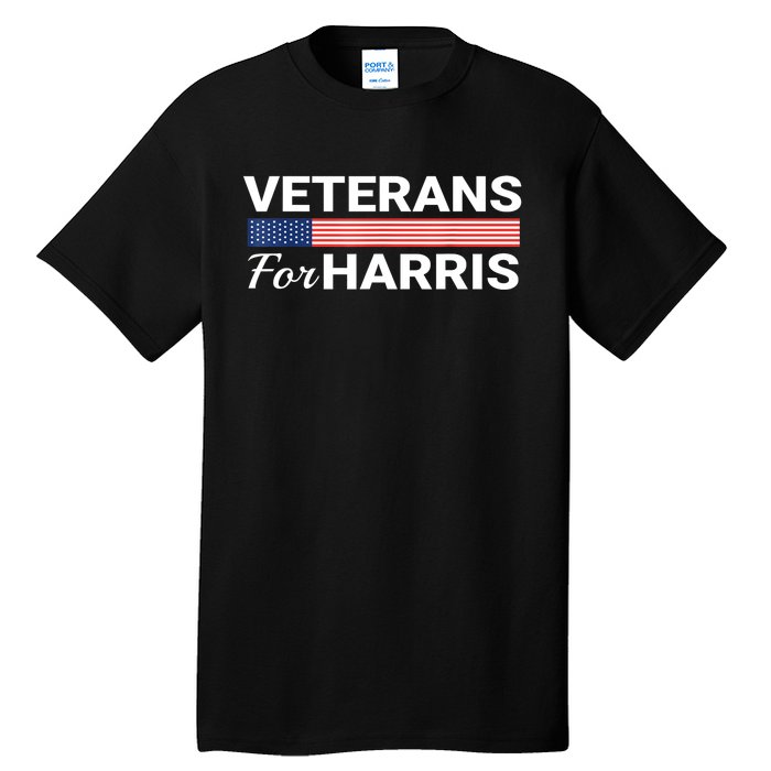 Veterans For Harris 2024 Military American Flag Vets Kamala Harris Gift Tall T-Shirt