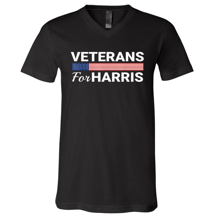 Veterans For Harris 2024 Military American Flag Vets Kamala Harris Gift V-Neck T-Shirt