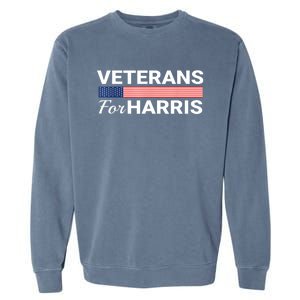 Veterans For Harris 2024 Military American Flag Vets Kamala Harris Gift Garment-Dyed Sweatshirt