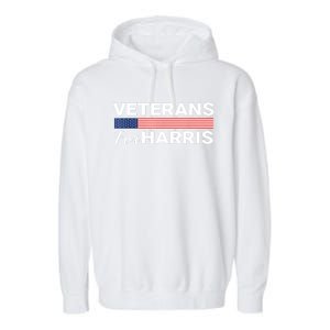 Veterans For Harris 2024 Military American Flag Vets Kamala Harris Gift Garment-Dyed Fleece Hoodie