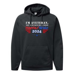 Veteran For Harris Walz For President 2024 Performance Fleece Hoodie