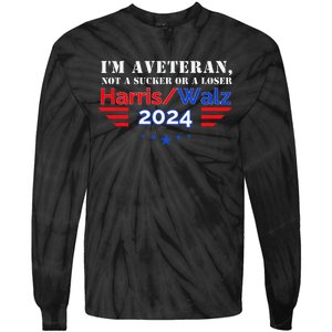 Veteran For Harris Walz For President 2024 Tie-Dye Long Sleeve Shirt