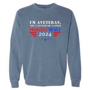 Veteran For Harris Walz For President 2024 Garment-Dyed Sweatshirt