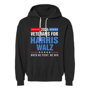 Veterans For Harris Walz 2024 Garment-Dyed Fleece Hoodie