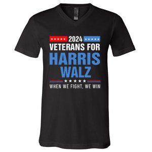 Veterans For Harris Walz 2024 V-Neck T-Shirt