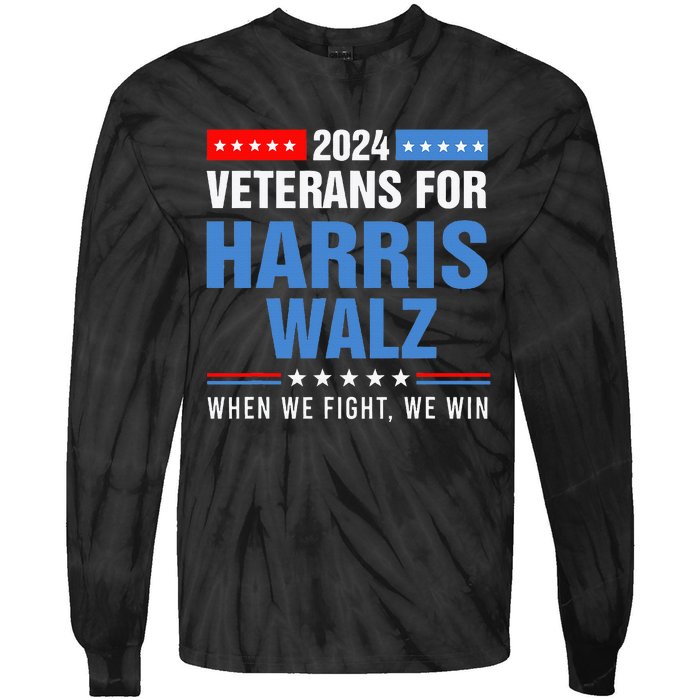 Veterans For Harris Walz 2024 Tie-Dye Long Sleeve Shirt