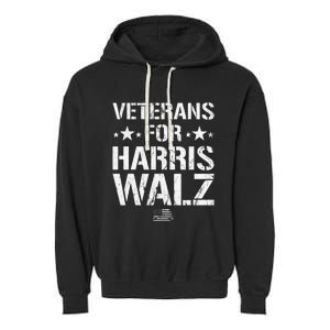 Veterans For Harris 2024 Kamala Harris Tim Walz Veteran Usa Garment-Dyed Fleece Hoodie