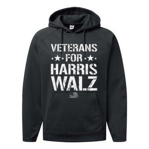 Veterans For Harris 2024 Kamala Harris Tim Walz Veteran Usa Performance Fleece Hoodie