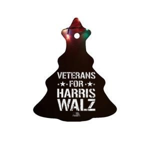 Veterans For Harris 2024 Kamala Harris Tim Walz Veteran Usa Ceramic Tree Ornament