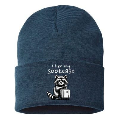 Vintage Funny I Like My Suitcase Raccoon Sustainable Knit Beanie