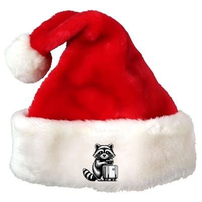 Vintage Funny I Like My Suitcase Raccoon Premium Christmas Santa Hat