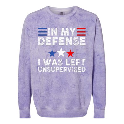 vintage Funny In My Defense I Was Left Unsupervised Colorblast Crewneck Sweatshirt