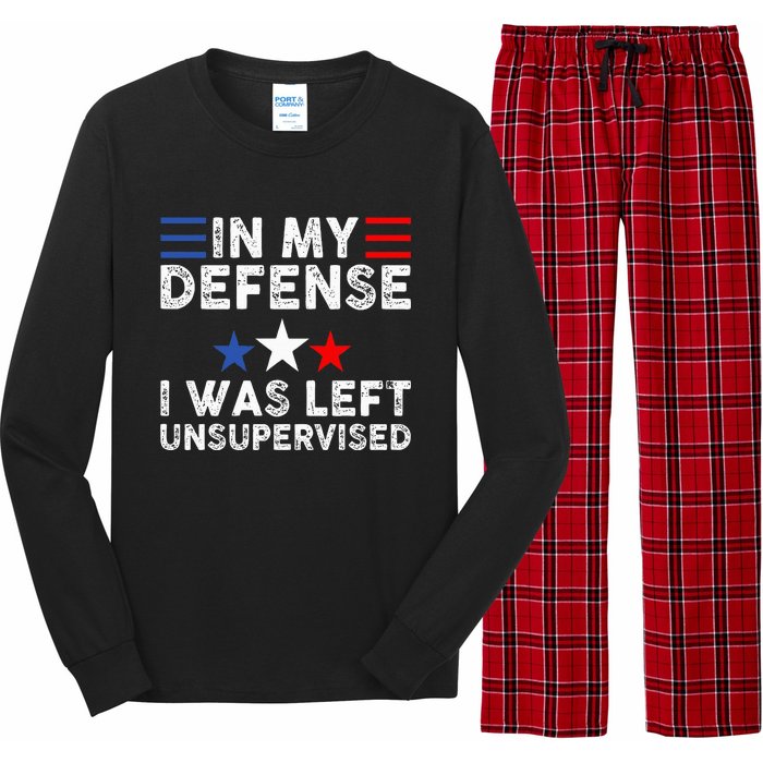 vintage Funny In My Defense I Was Left Unsupervised Long Sleeve Pajama Set