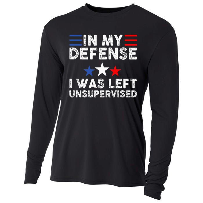 vintage Funny In My Defense I Was Left Unsupervised Cooling Performance Long Sleeve Crew