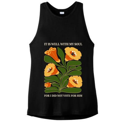 Vintage Floral It Is Well With My Soul For I Did Not Vote For Him Ladies PosiCharge Tri-Blend Wicking Tank