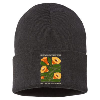 Vintage Floral It Is Well With My Soul For I Did Not Vote For Him Sustainable Knit Beanie