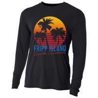 Vintage Fripp Island South Carolina Palm Rees Sunset Retro Cooling Performance Long Sleeve Crew