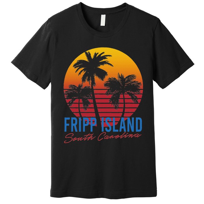 Vintage Fripp Island South Carolina Palm Rees Sunset Retro Premium T-Shirt