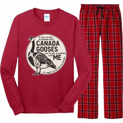 Vintage Funny If You Got A Problem With Canada Gooses Long Sleeve Pajama Set