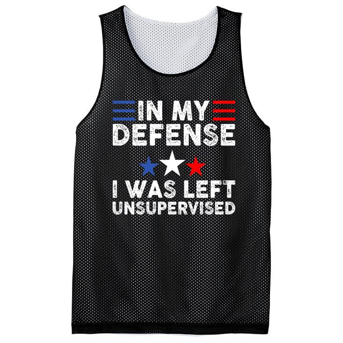 Vintage Funny In My Defense I Was Left Unsupervised Mesh Reversible Basketball Jersey Tank