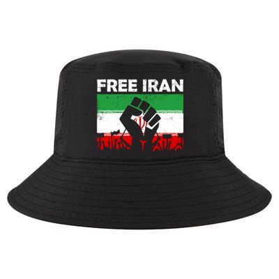 Vintage Free Iran Stand With Women Iranian Flag Raised Hand Cool Comfort Performance Bucket Hat