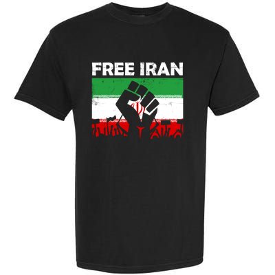 Vintage Free Iran Stand With Women Iranian Flag Raised Hand Garment-Dyed Heavyweight T-Shirt