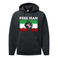 Vintage Free Iran Stand With Women Iranian Flag Raised Hand Performance Fleece Hoodie