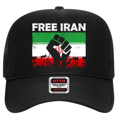 Vintage Free Iran Stand With Women Iranian Flag Raised Hand High Crown Mesh Back Trucker Hat