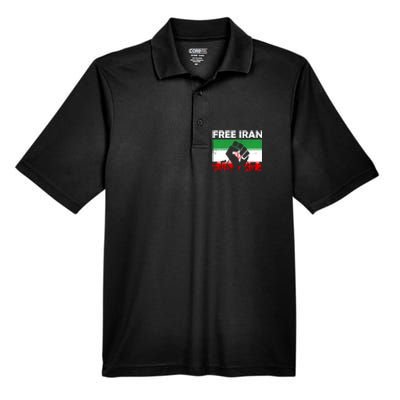 Vintage Free Iran Stand With Women Iranian Flag Raised Hand Men's Origin Performance Pique Polo