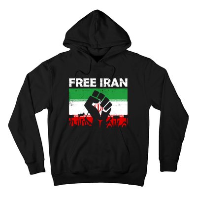 Vintage Free Iran Stand With Women Iranian Flag Raised Hand Hoodie