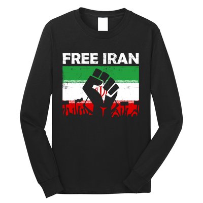 Vintage Free Iran Stand With Women Iranian Flag Raised Hand Long Sleeve Shirt