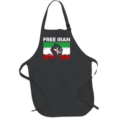 Vintage Free Iran Stand With Women Iranian Flag Raised Hand Full-Length Apron With Pockets