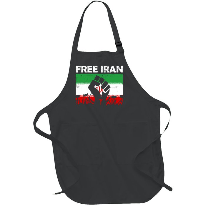 Vintage Free Iran Stand With Women Iranian Flag Raised Hand Full-Length Apron With Pockets