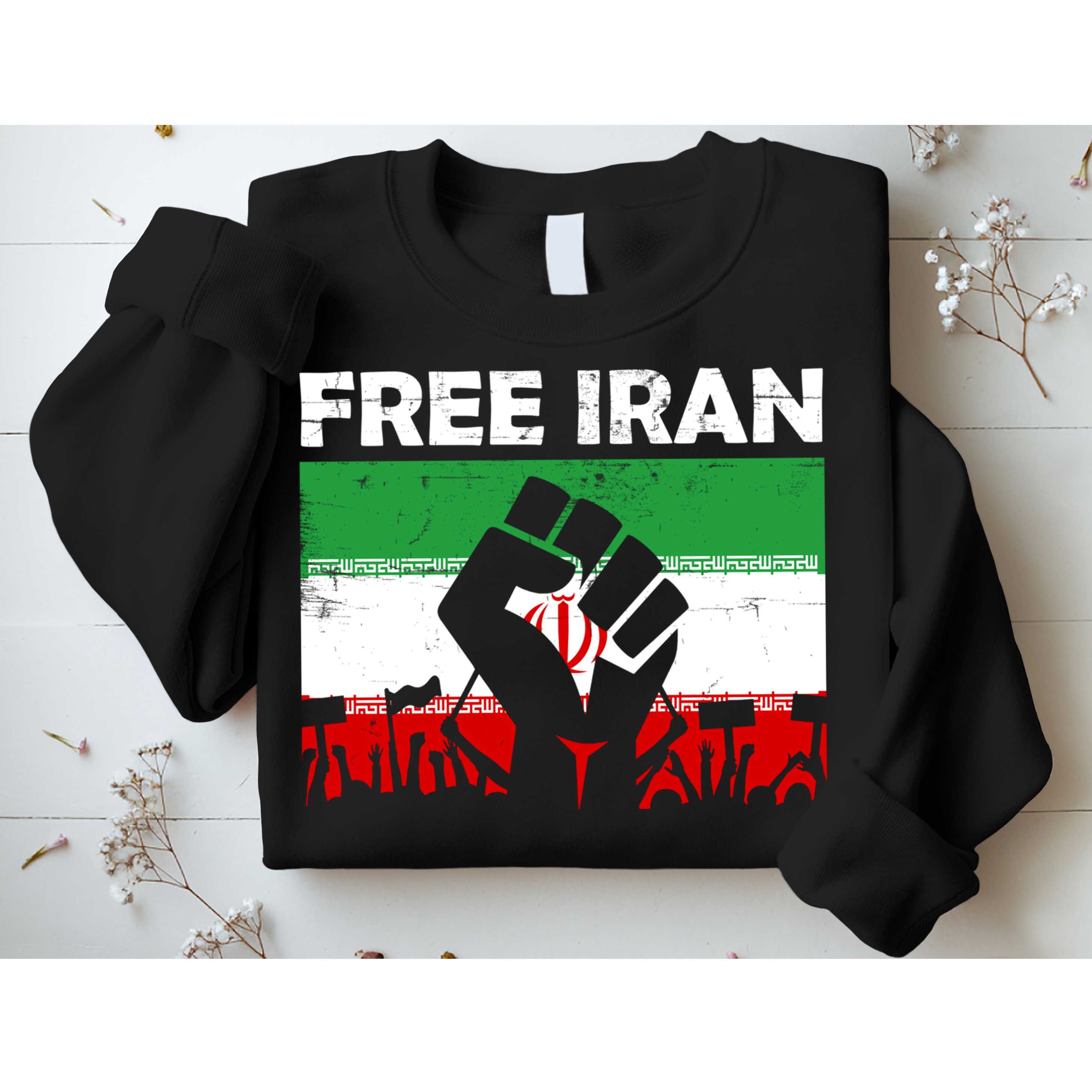 Vintage Free Iran Stand With Women Iranian Flag Raised Hand Sweatshirt